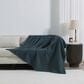 Trade Linker Full/Queen Waffle Weave Knit Throw Blanket in Indigo, , large