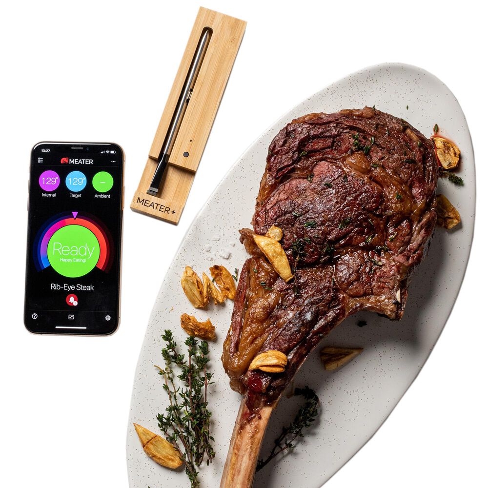 Traeger Grills Meater Plus Wireless Meat Thermometer in Honey and Stainless Steel, , large