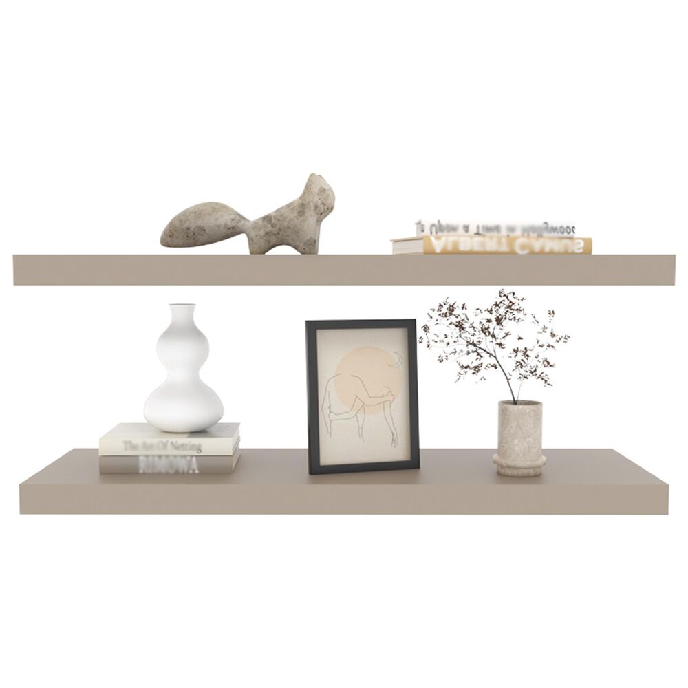 Hearth and Haven Dallas 32" Floating Wall Shelf in Taupe (Set of 2), , large