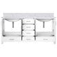 Lexora Home Jacques 72" Double Bathroom Vanity in White with 2 cm White Carrara Marble Top and Rectangular Sinks, , large