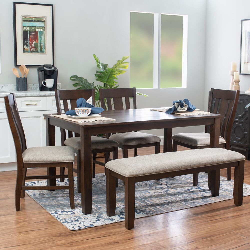 Linon Home Decor Landry 6-Piece Rectangular Dining Set in Brown, , large