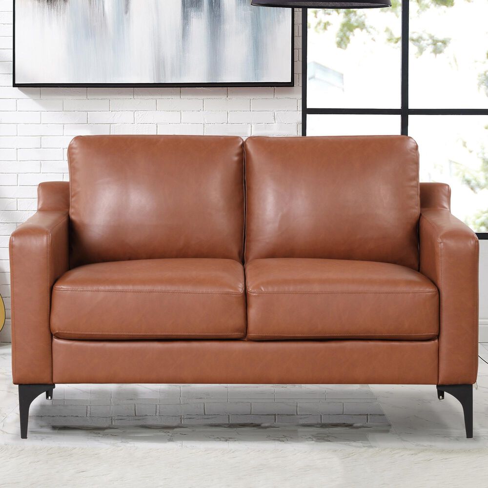 Lifestyle Solutions Fletcher Stationary Loveseat in Brown, , large