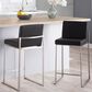 Lumisource Fuji High Back Counter Stool with Black Velvet Cushion in Stainless Steel (Set of 2), , large