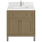 James Martin Vanities Chicago 30" Single Bathroom Vanity in Walnut Whisper with Single Hole 3 cm White Zeus Quartz Top and Rectangular Sink, , large