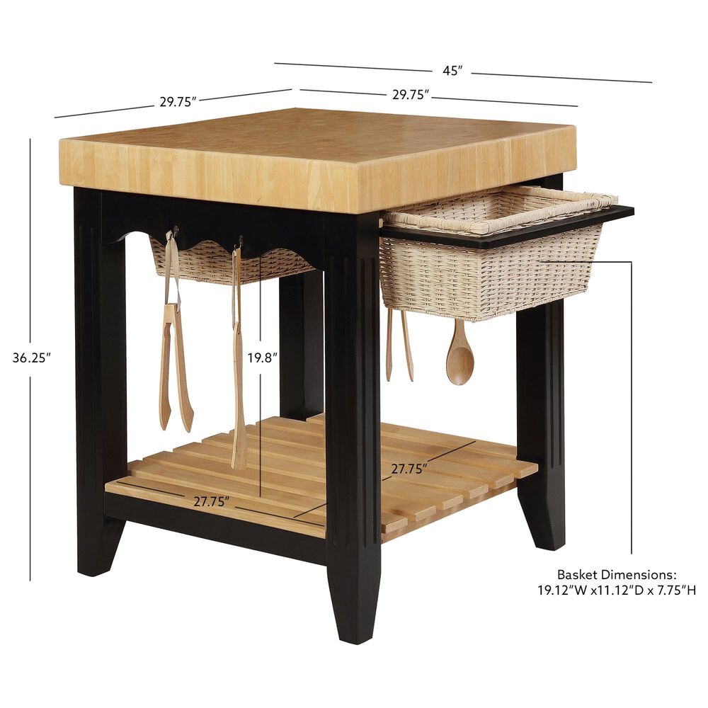 Linon Home Decor Kolton Kitchen Island in Black and Natural, , large