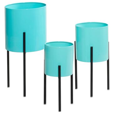 Maple and Jade Modern Planter in Teal and Black (Set of 3), , large