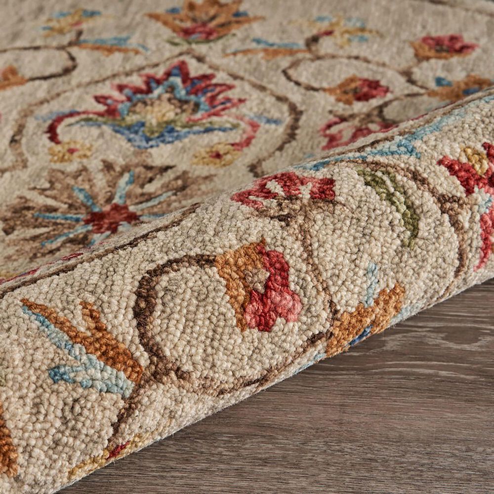 L&amp;R Resources Sinuous Floral Oasis 4&#39; Round Beige Area Rug, , large