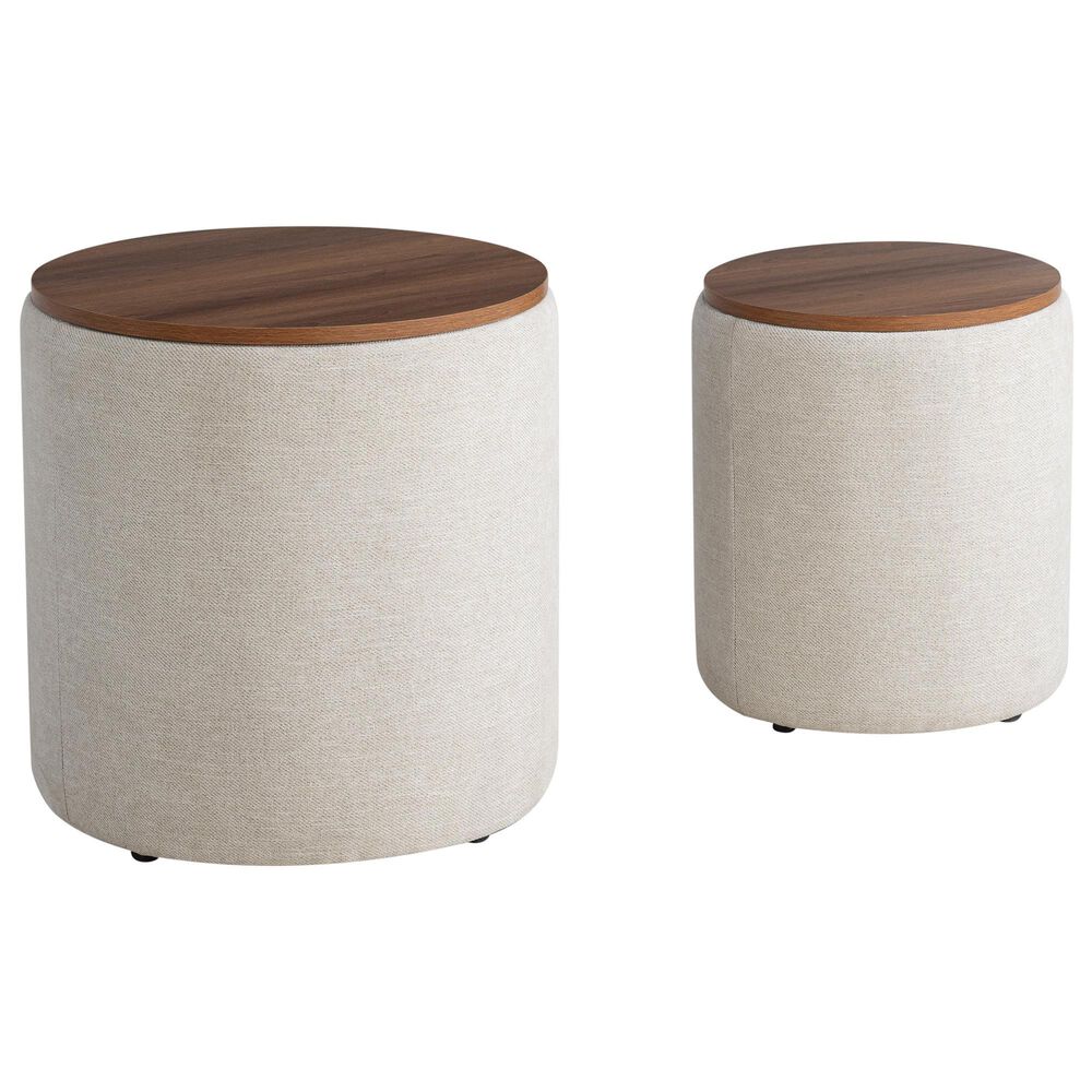 Lifestyle Solutions Avery 2-Piece Nested Storage Ottoman in Linen, , large