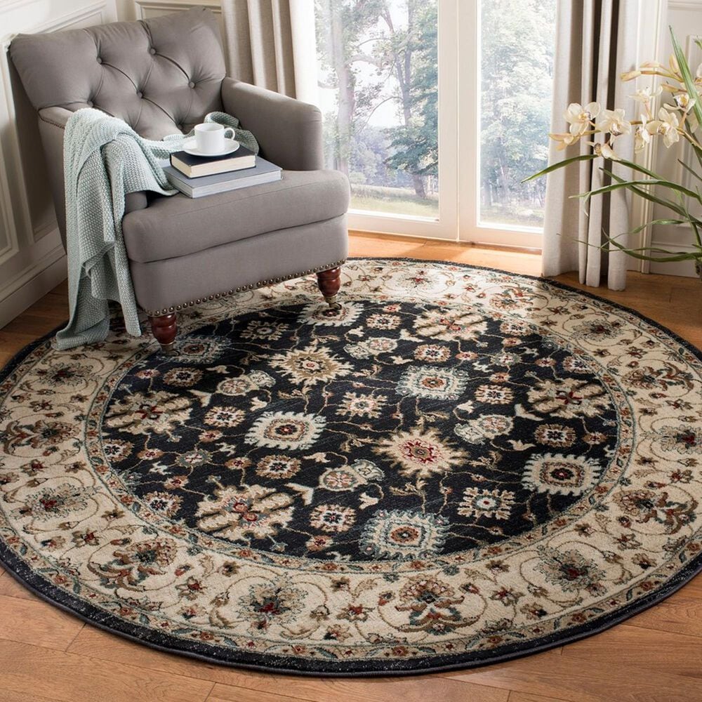 Safavieh Lyndhurst 7&#39; Round Navy and Creme Area Rug, , large