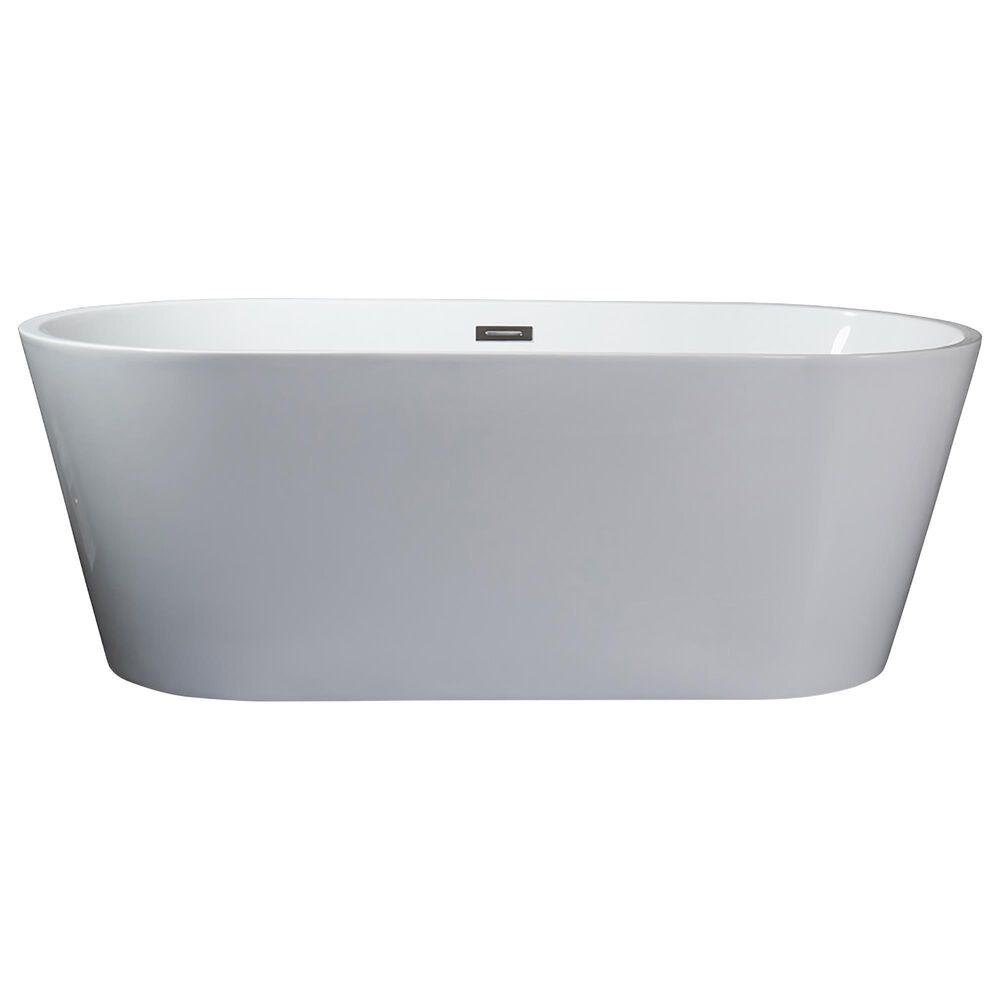 Lexora Home Melina 59" Free Standing Acrylic Bathtub with Chrome Drain in White, , large