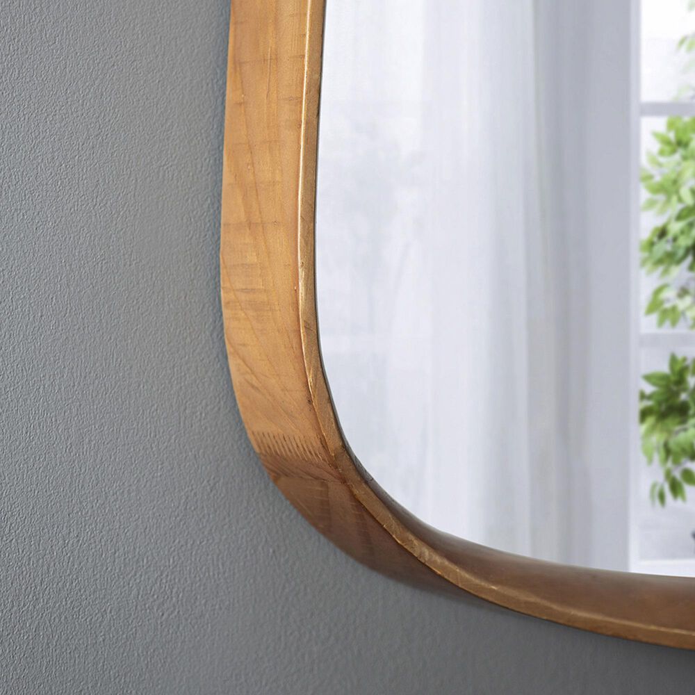 A&amp;B Home Wayne 37.5&quot; Curved Accent Wall Mirror in Brown, , large