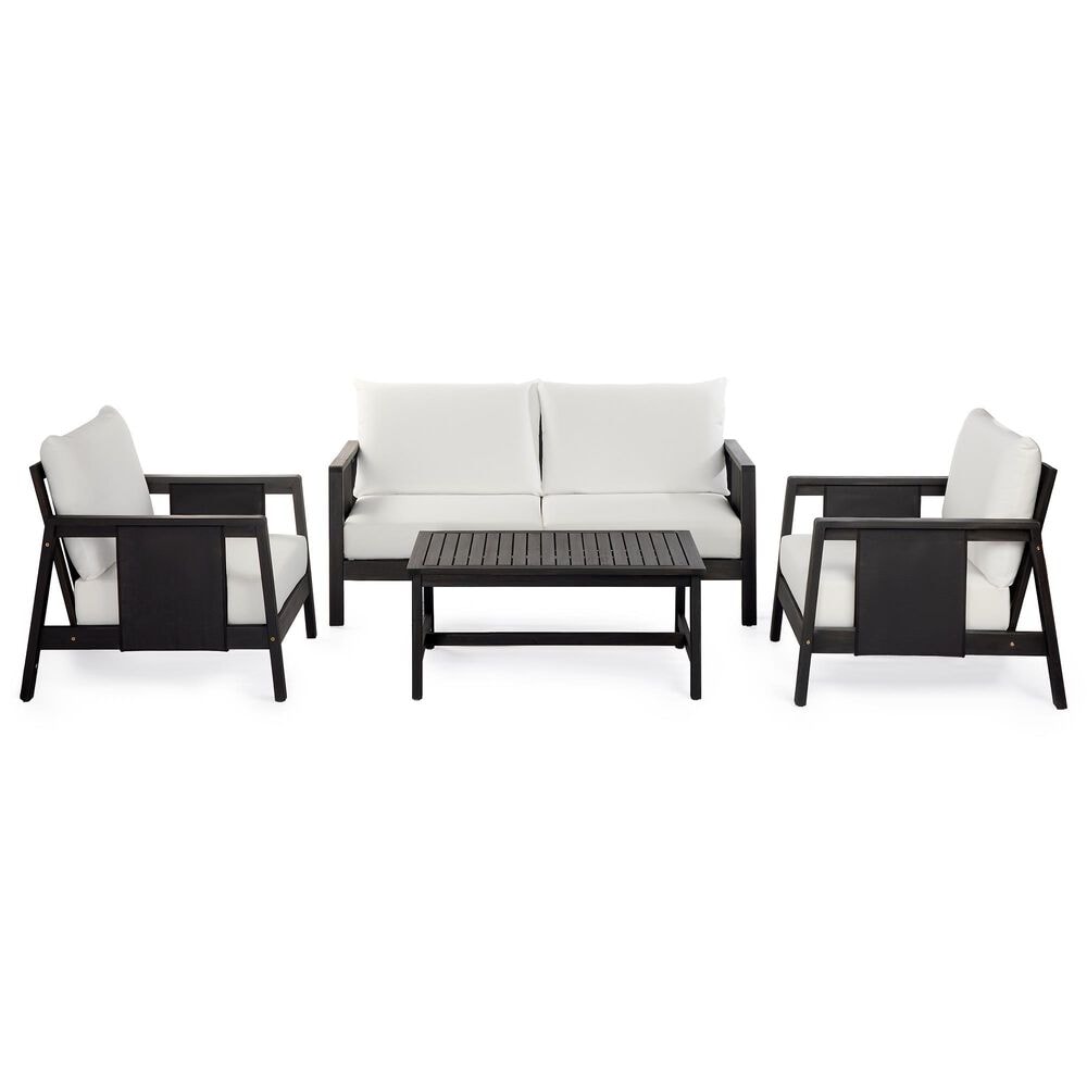 HOMLUX 4-Pieces Outdoor Conversation Set in White and Black, , large