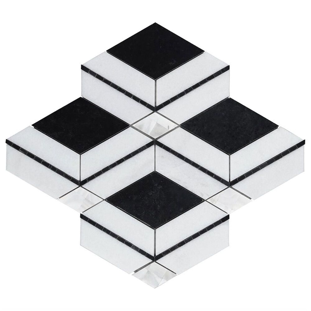 Soho Studio Elaine Nero 10" x 10" Marble Mosaic Sheet, , large