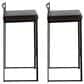 Lumisource Fuji Stackable Barstool with Brown Faux Leather Cushion in Black (Set of 2), , large