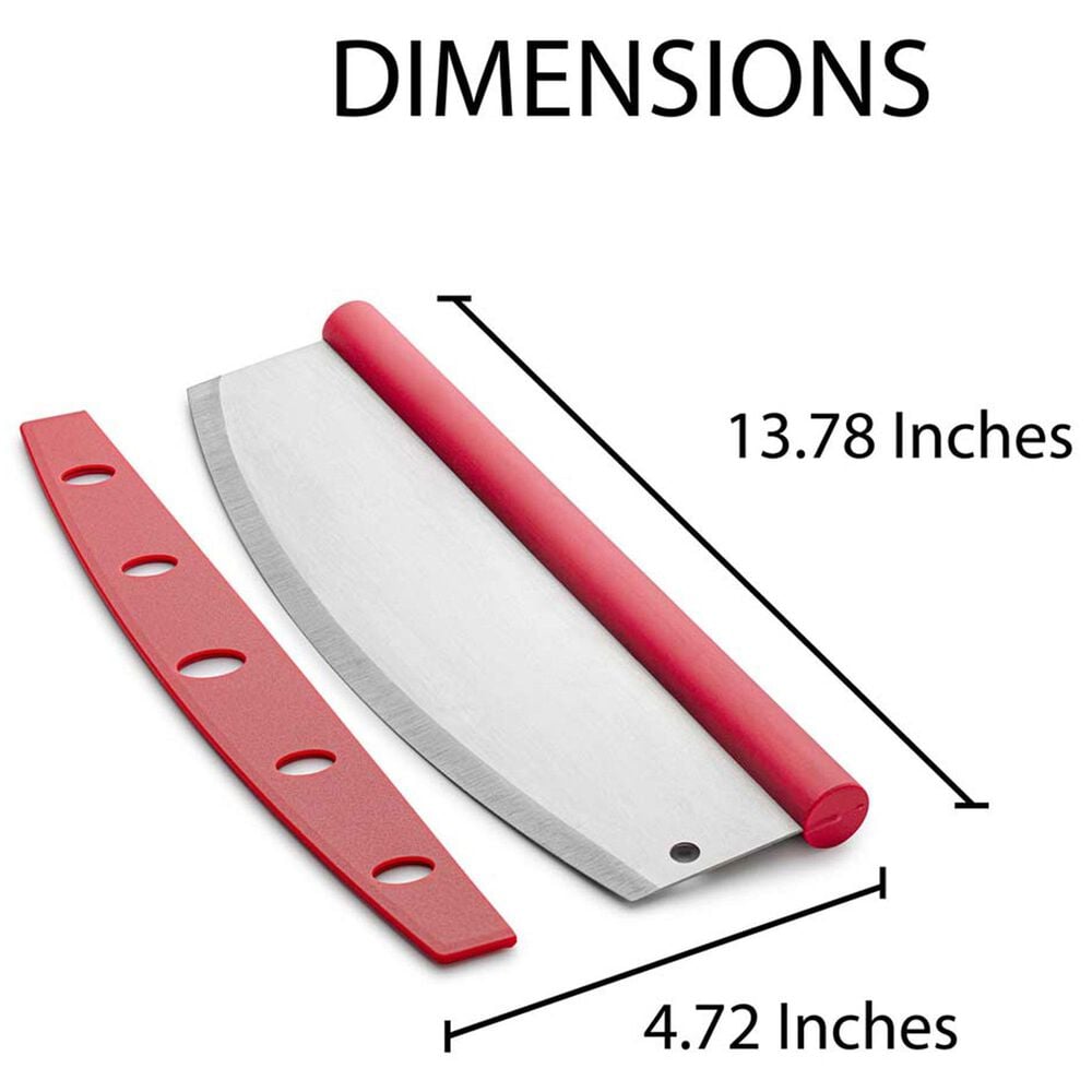 Fante&#39;s Rocking Pizza Cutter with Blade Guard in Stainless Steel and Red, , large