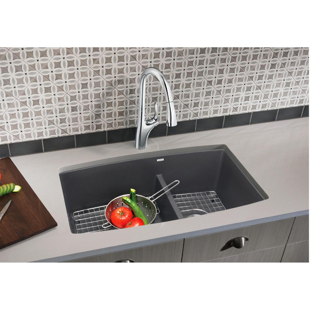 Blanco Performa 60/40 Double Bowl Kitchen Sink with Low Divide in Cinder, , large