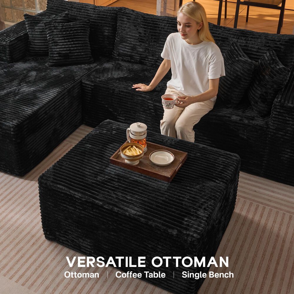 HOMLUX 108" Modular Sofa Set in Black, , large