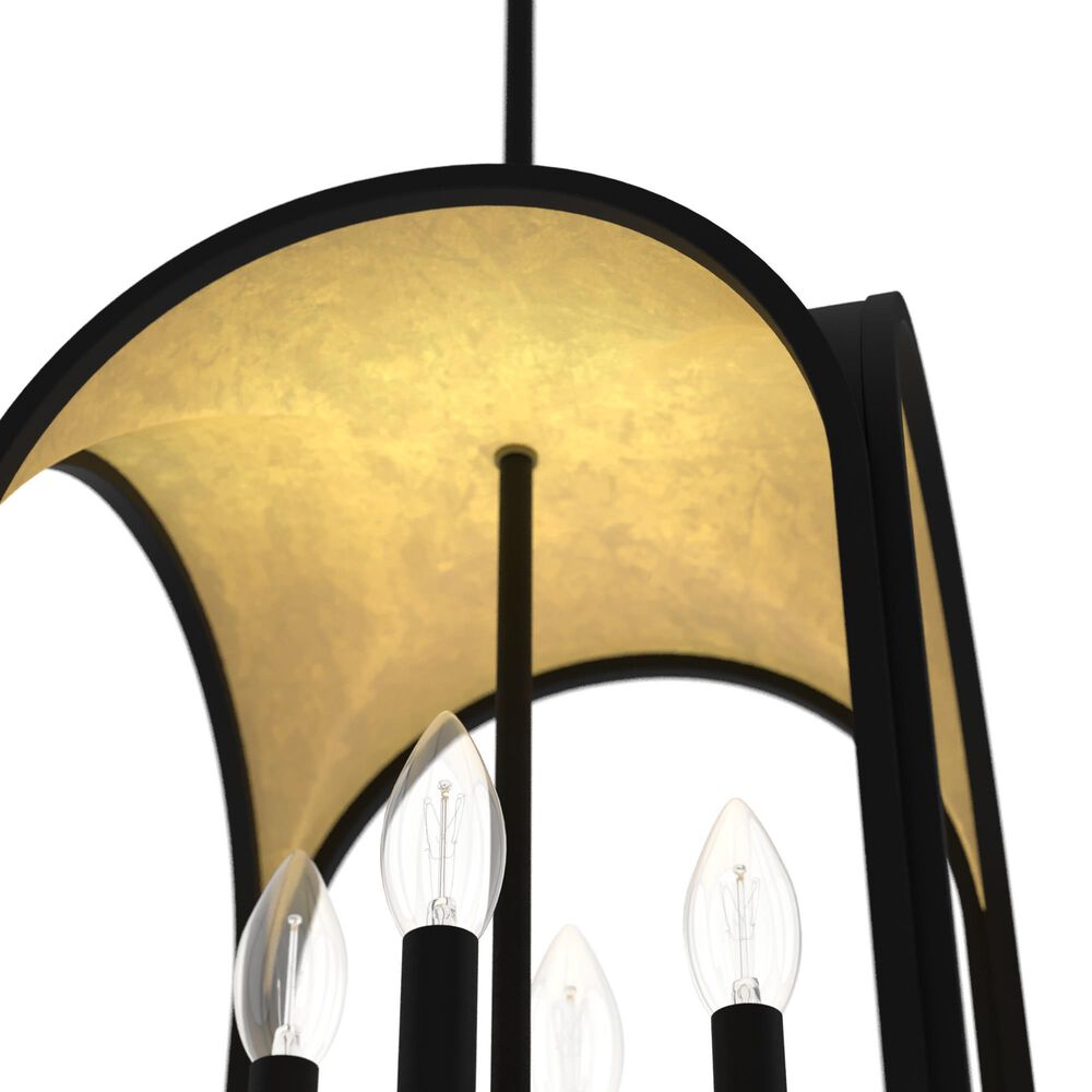 Hunter Dukestown 12&quot; 4-Light Lantern Pendant in Natural Iron and Gold Leaf, , large