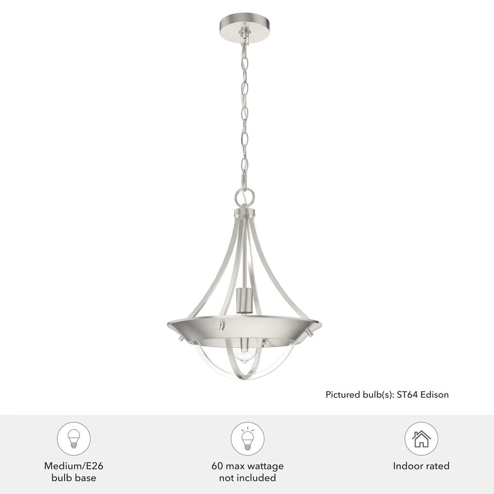 Hunter Perch Point 1-Light Pendant in Brushed Nickel, , large