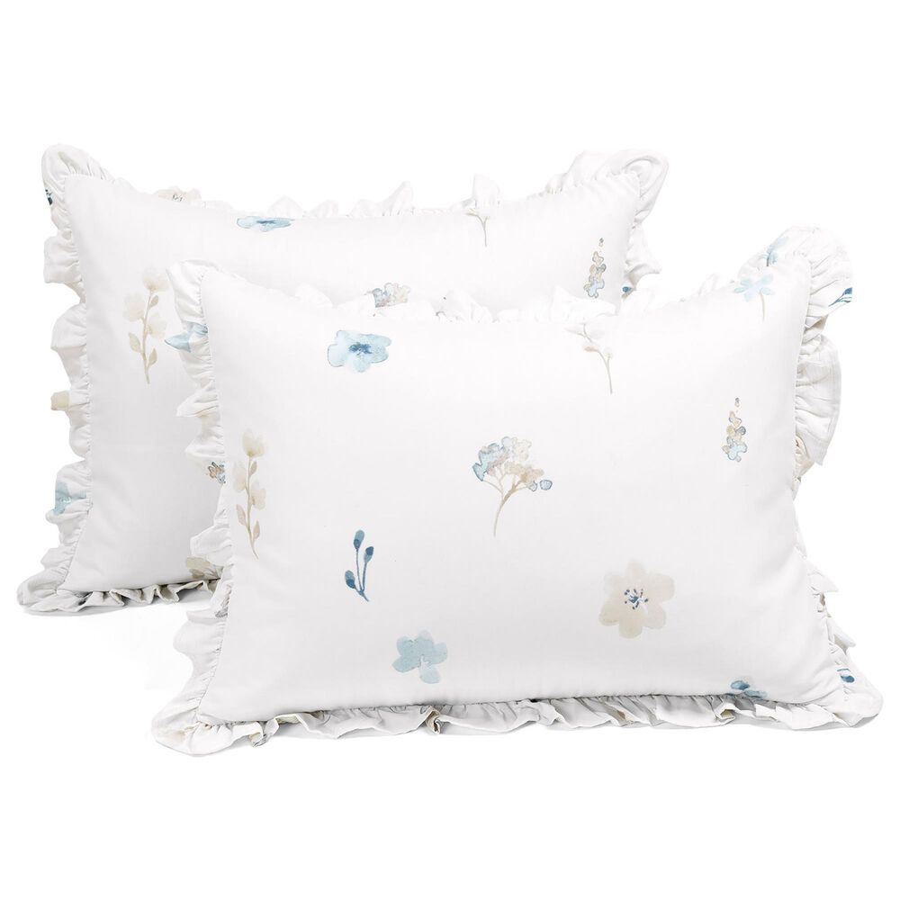 Triangle Home Fashions Livia Floral 5-Piece Full/Queen Comforter Set in Neutral and Blue, , large