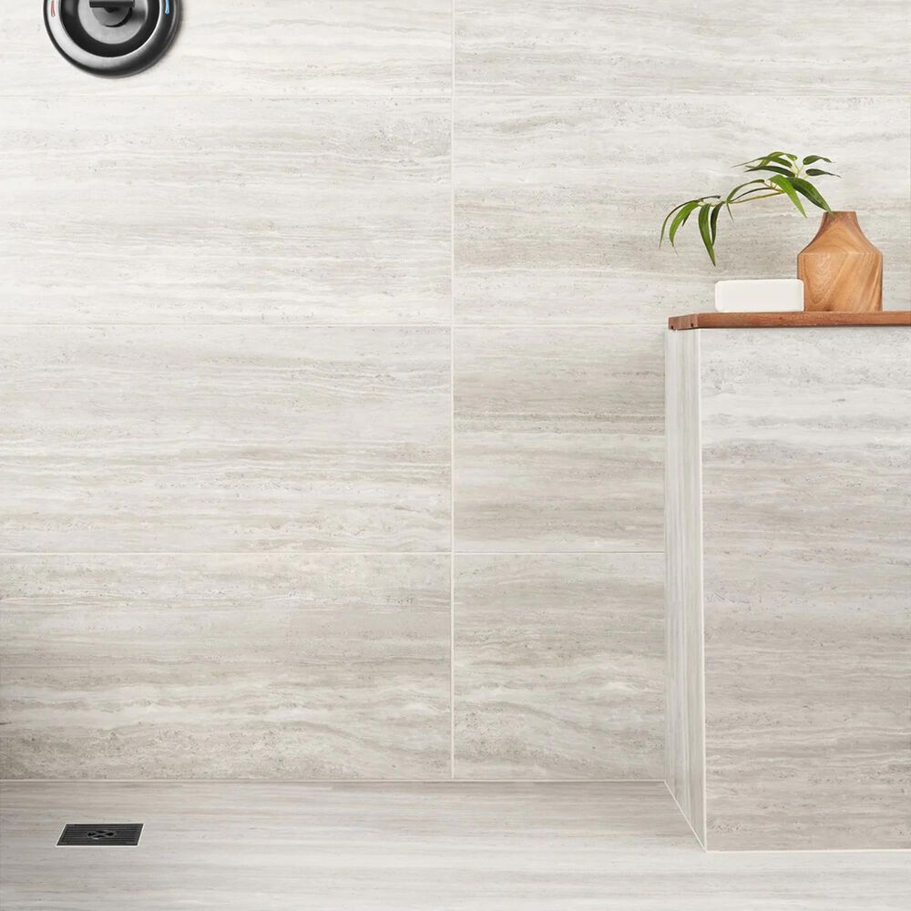 Soho Studio Zenit Grigio Chiaro Gray 12" x 24" Travertine Look Matte Porcelain Tile, , large