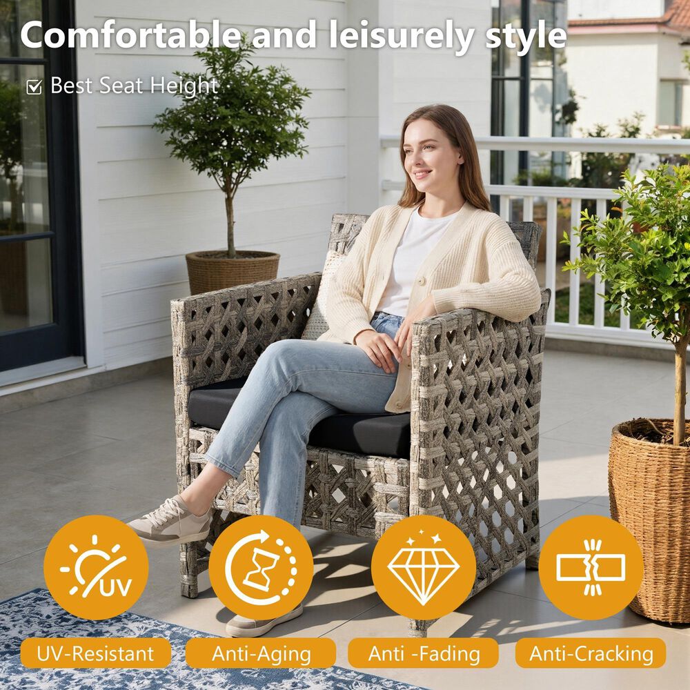 HOMLUX 4-Piece Patio Conversation Set in Black, , large