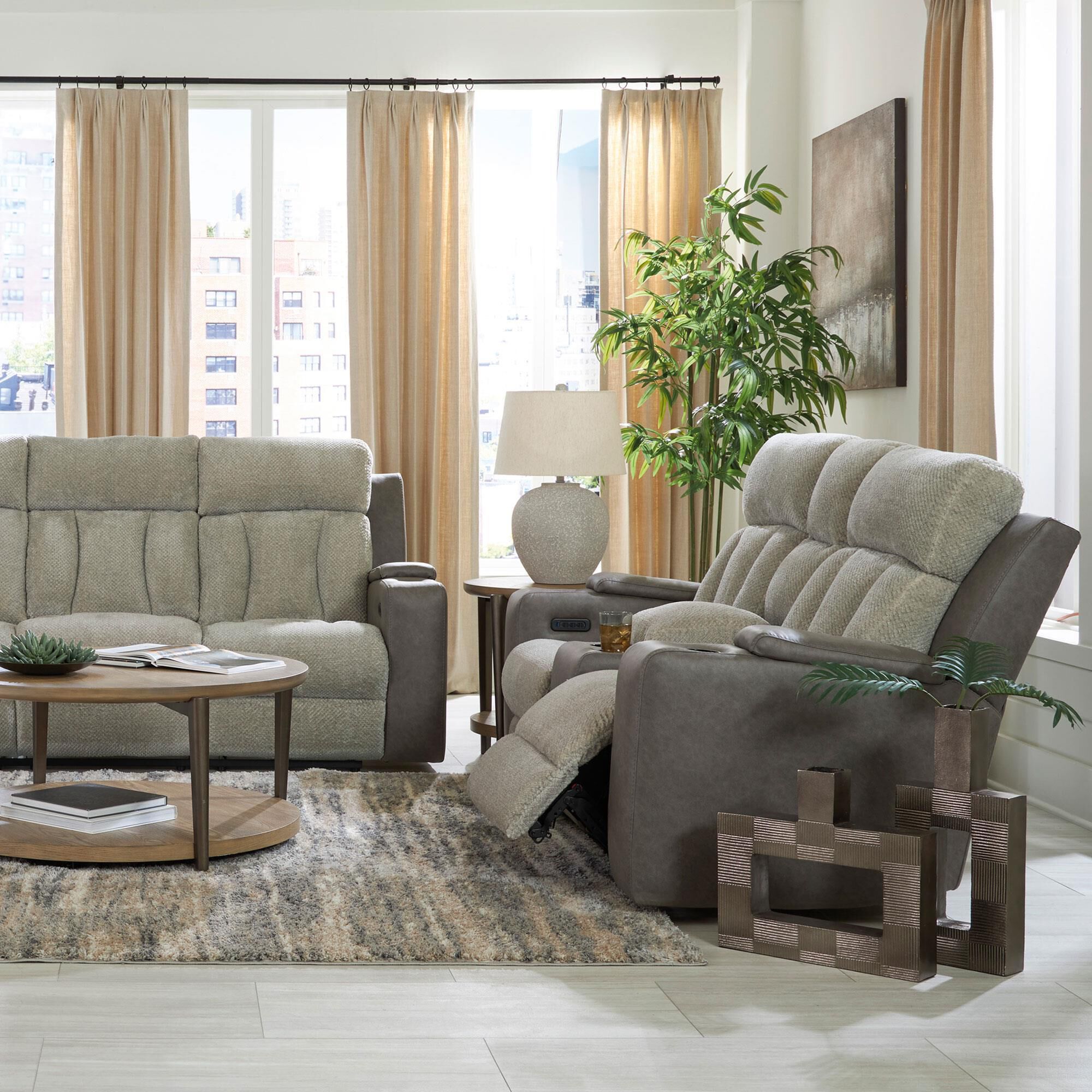 Ashley WhipLash Power Reclining Loveseat in Sisal