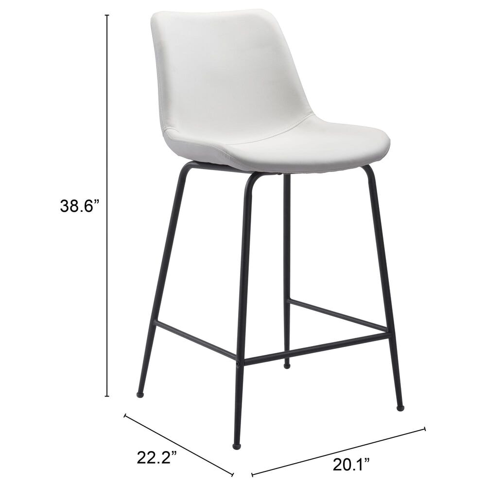 Zuo Modern Byron Counter Chair in White/Black, , large