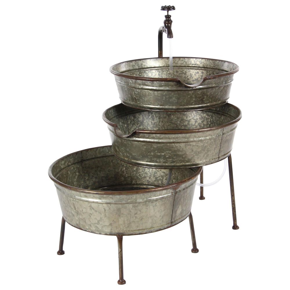 Maple and Jade 26" Farmhouse 3-Tier Tub Fountain in Gray, , large