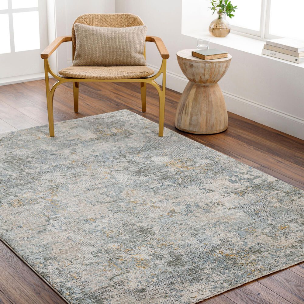Surya Dresden Dusty Sage, Taupe, Off-White, Deep Teal, Ink Blue, Light Gray and Mustard 6'7" x 9'6" Area Rug, , large