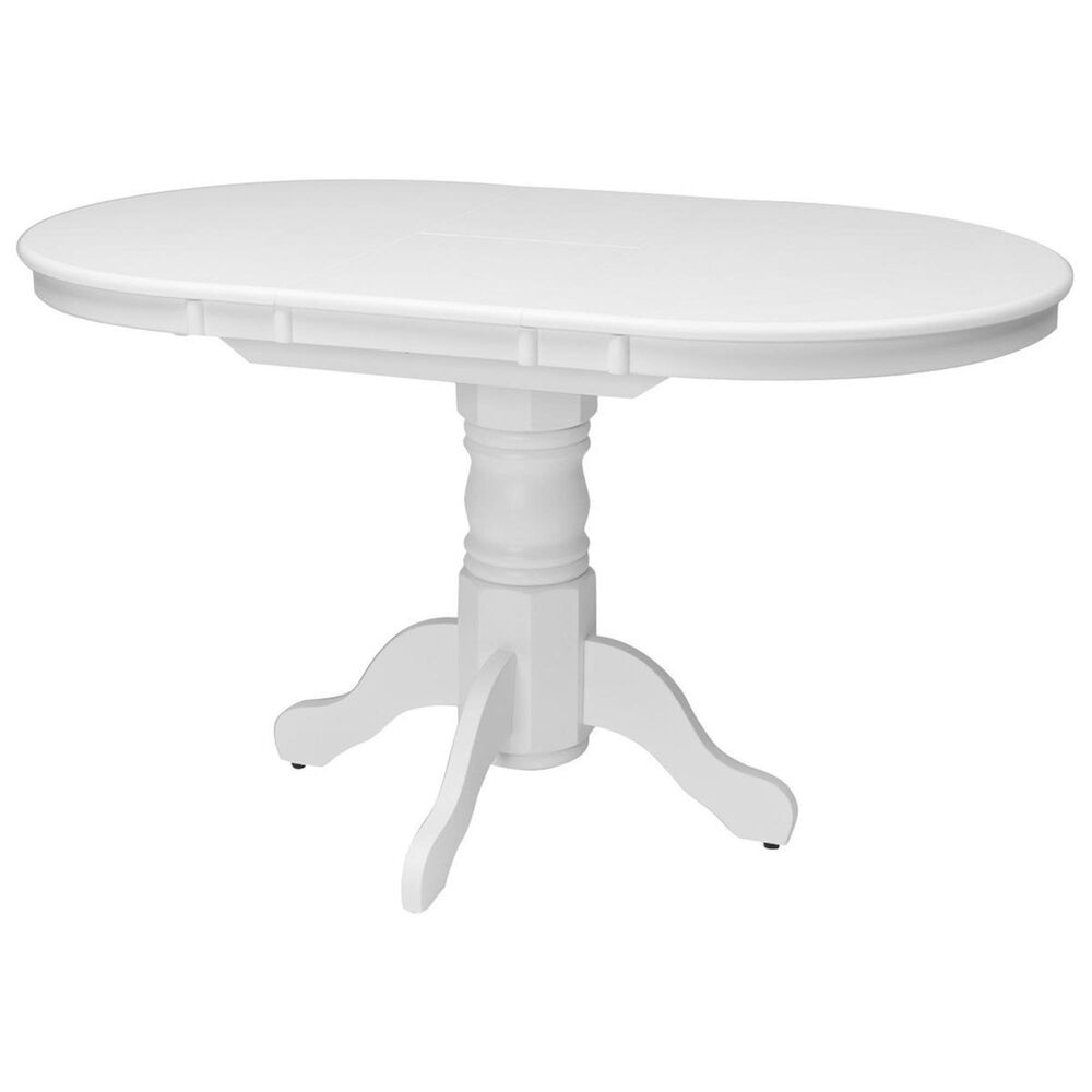 CorLiving Dillon Pedestal Dining Table with Leaf in White - Table Only, , large