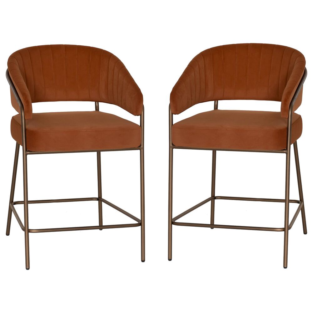 Linon Home Decor Prestwick Counter Stool with Caramel Cushion in Antique Bronze (Set of 2), , large