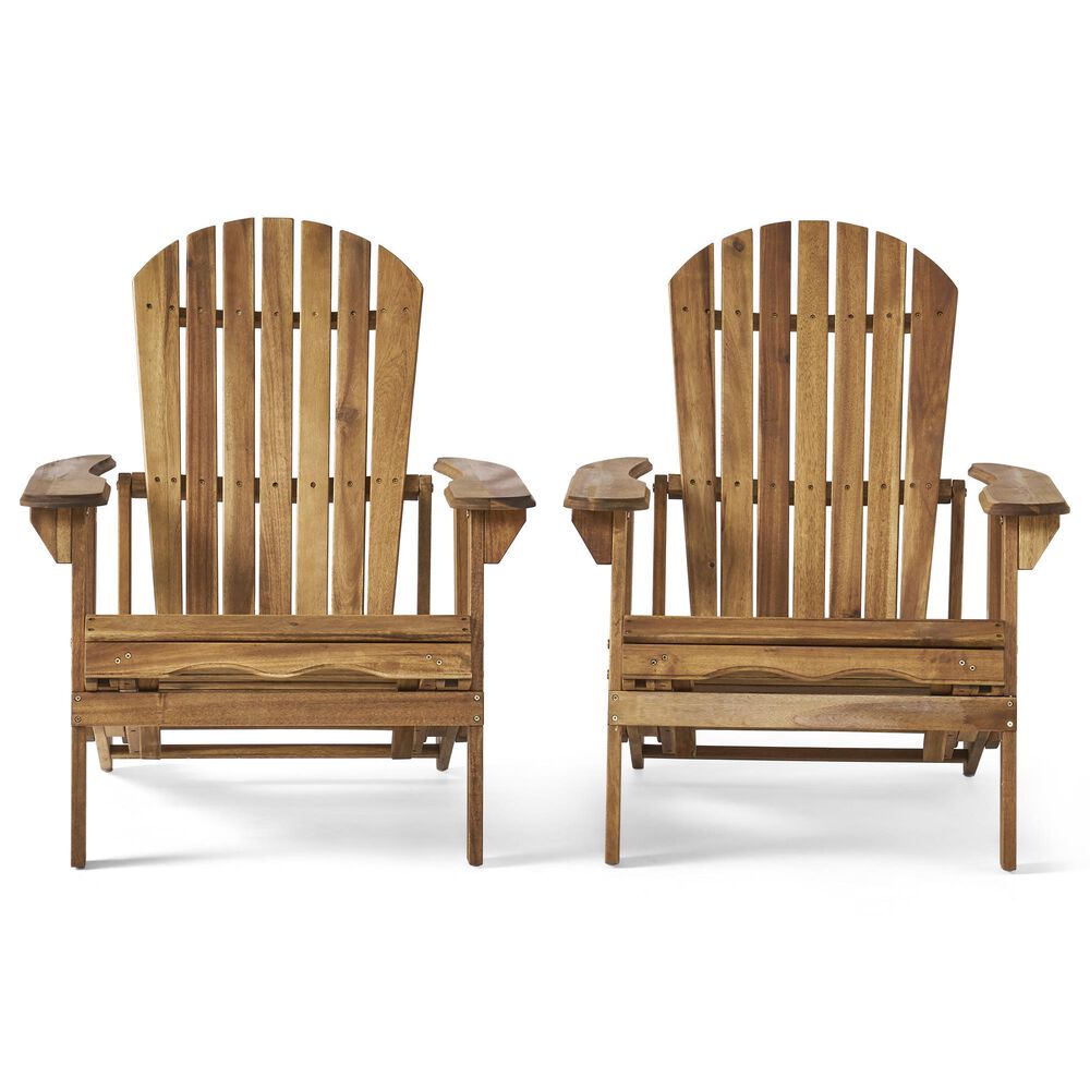 Noble House Hayle Patio Adirondack Chair in Natural Stained &#40;Set of 2&#41;, , large