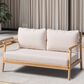 Hearth and Haven Outdoor Loveseat with Cushions and Teak Frame in Beige, , large