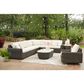 Ashley Kimora Patio Cocktail Table in Beige and Dark Brown, , large