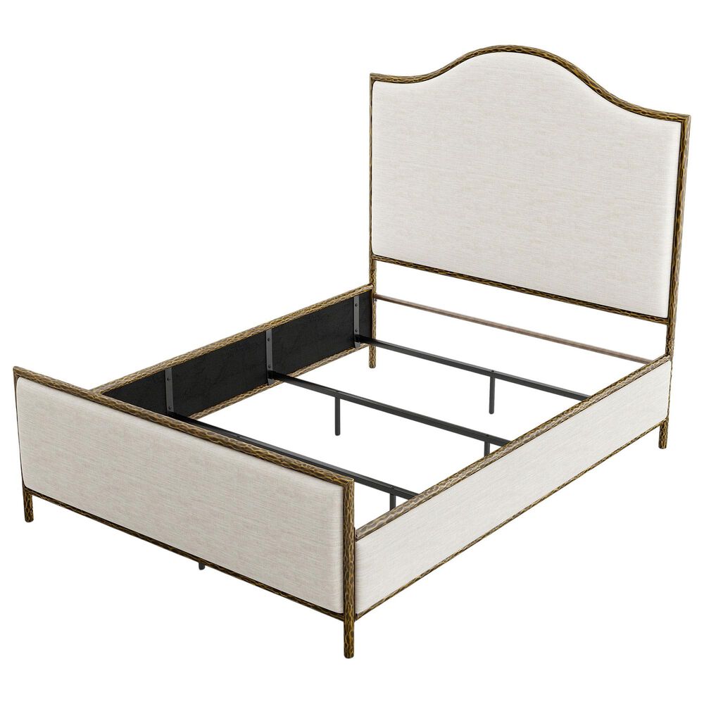 Furniture of America Lalia Queen Upholstered Panel Bed with Camelback Headboard in Matte Gold, , large