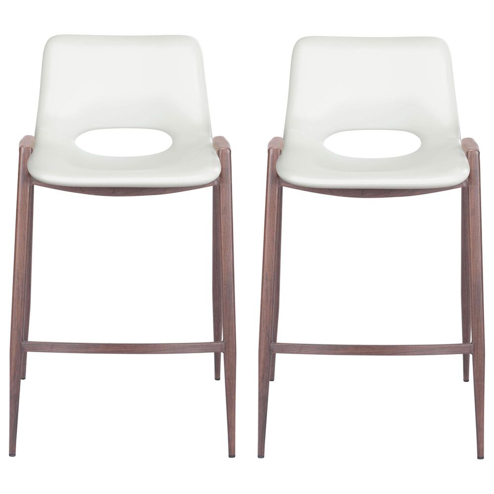 Zuo Modern Desi Counter Chair in White/Dark Brown &#40;Set of 2&#41;, , large