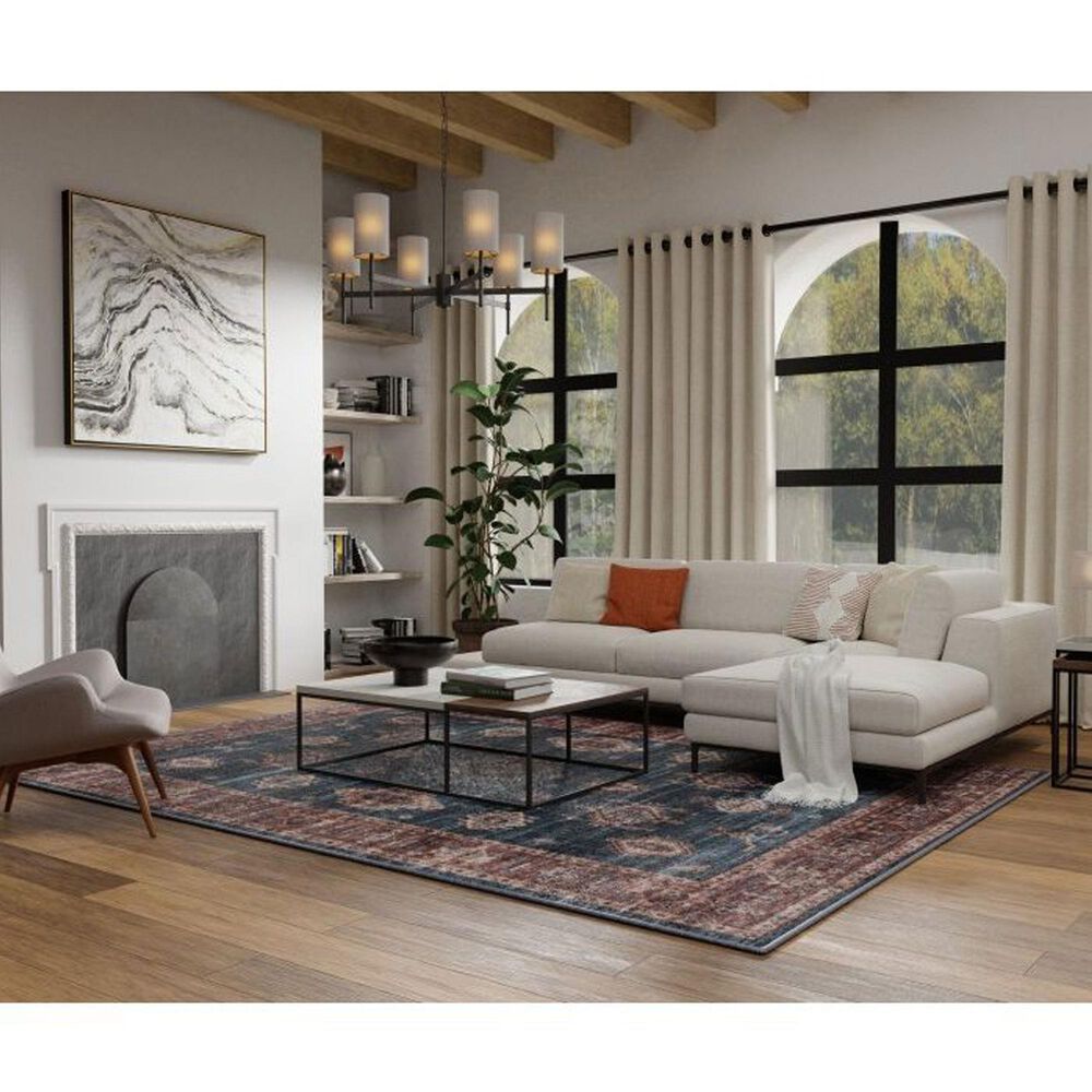 Central Oriental Rugease Velveteen Raquel Aerugo and Rust 7&#39;6&quot; x 9&#39;6&quot; Area Rug, , large