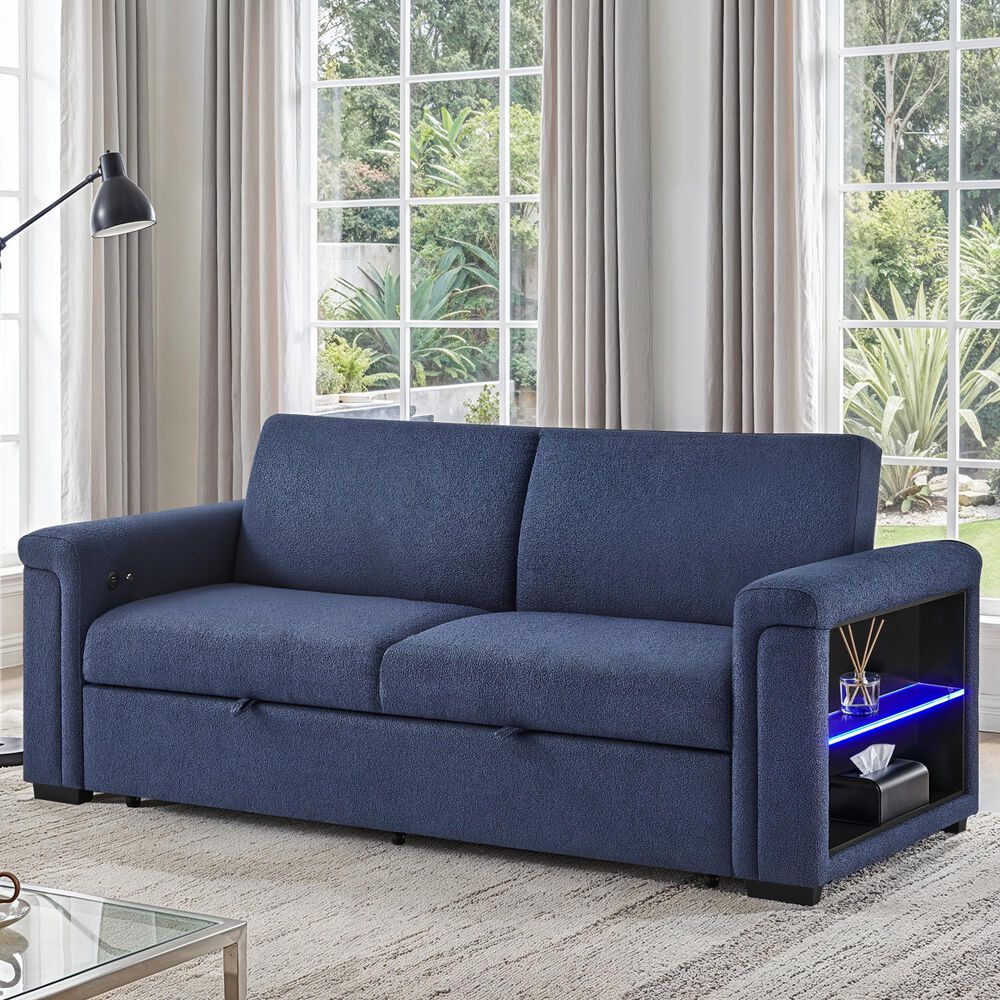 Modern Market Pull-out Sofa Bed in Navy, , large