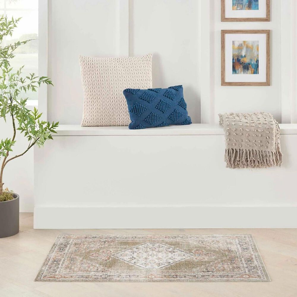 Nourison Astra Machine Washable 2&#39;2&quot; x 4&#39; Sage and Multicolor Area Rug, , large