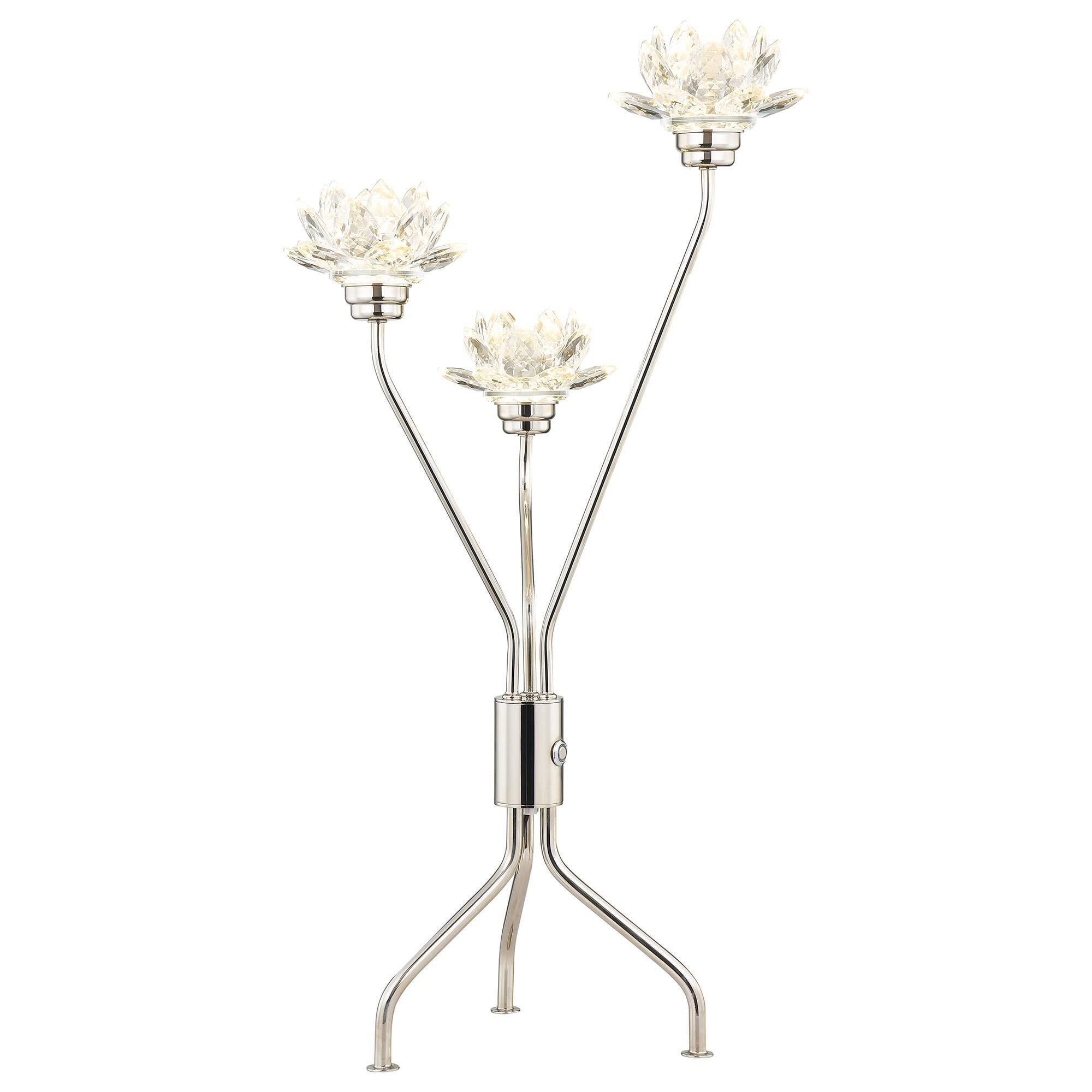 Anthony California Crystal Lotus Table Lamp in Nickel