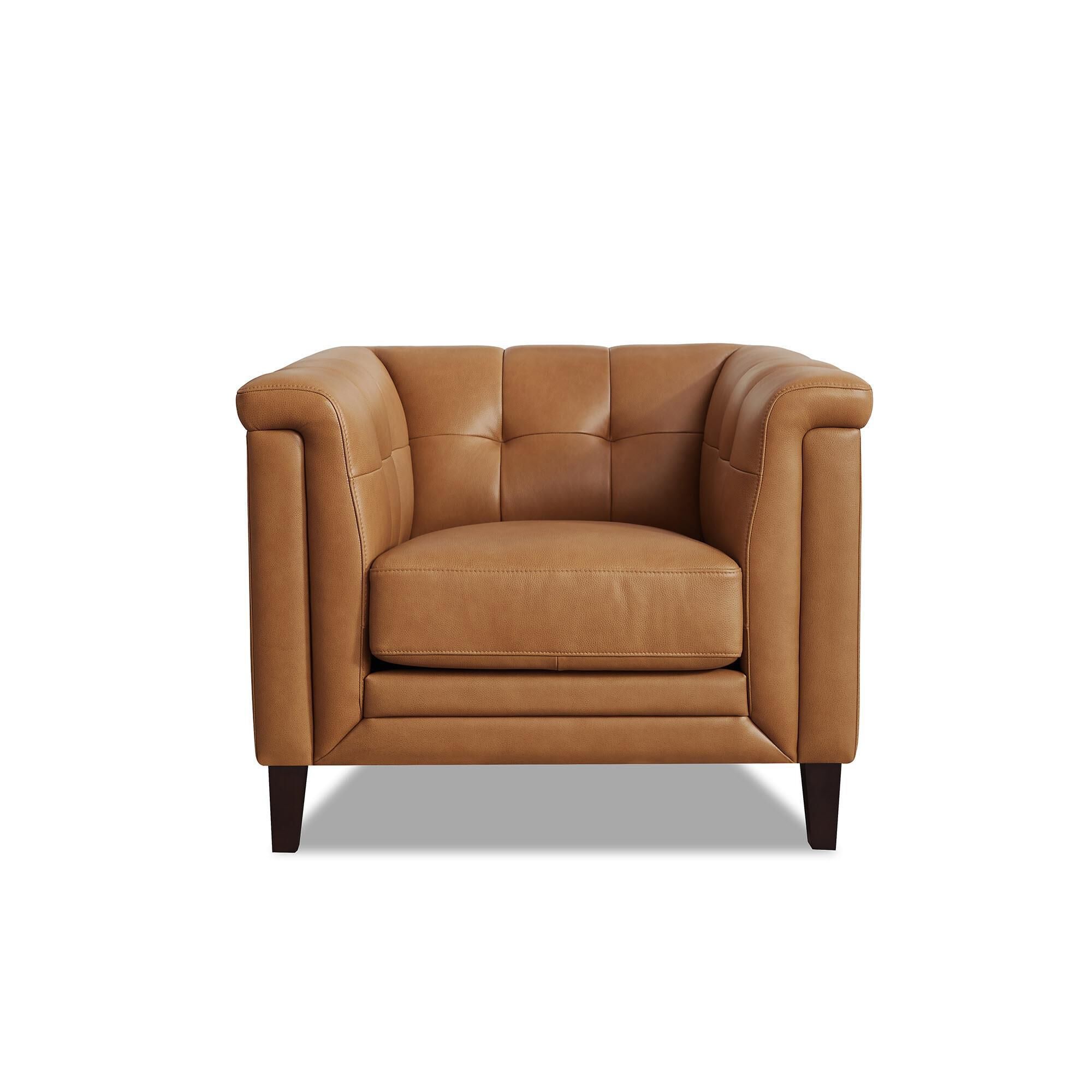 Hydeline Arvo Leather Accent Chair in Cognac Brown