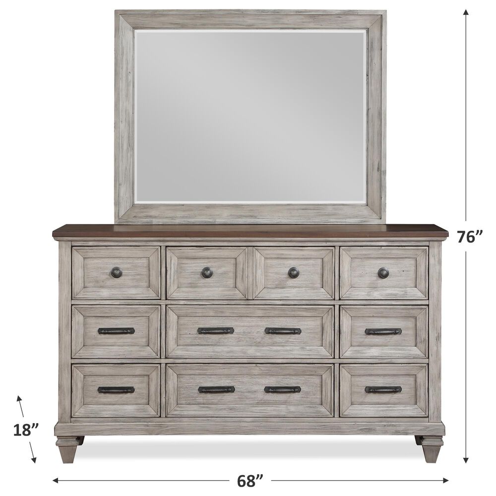 New Heritage Design Mariana 9-Drawer Dresser and Mirror in Vintage Creme, , large