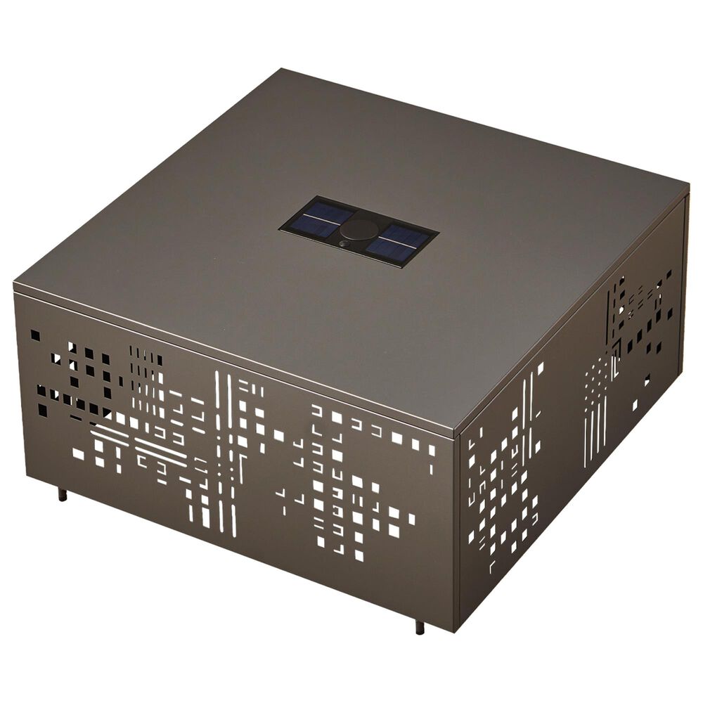 HOMLUX Patio Coffee Table with Solar Lighting in Dark Gray, , large