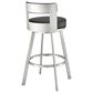 Blue River Flynn 30" Swivel Bar Stool with Black Cushion in Brushed Stainless Steel, , large