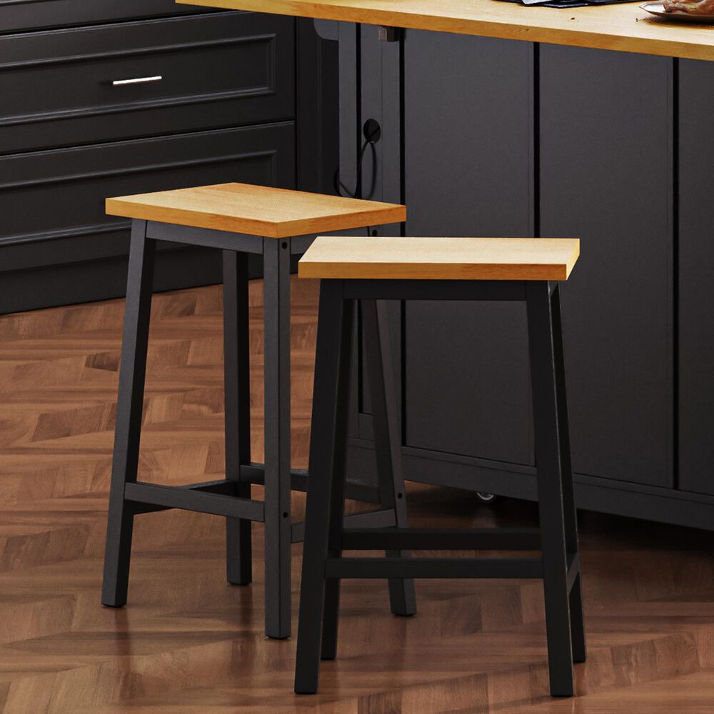 HOMLUX 25.6" Counter Stool in Light Brown and Black (Set of 2), , large