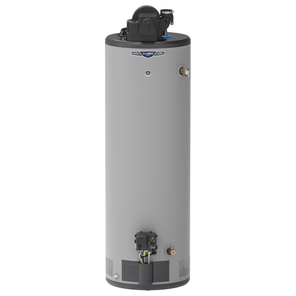 GE Appliances RealMAX Choice 40-Gallon Tall Natural Gas Power Vent Low-NOx Water Heater in Gray, , large