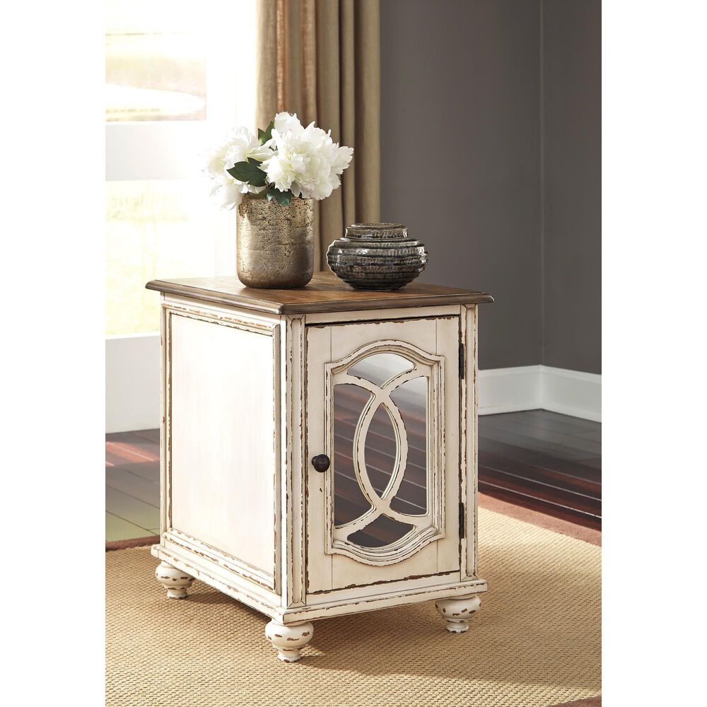 Ashley Realyn Chairside End Table in White and Brown, , large