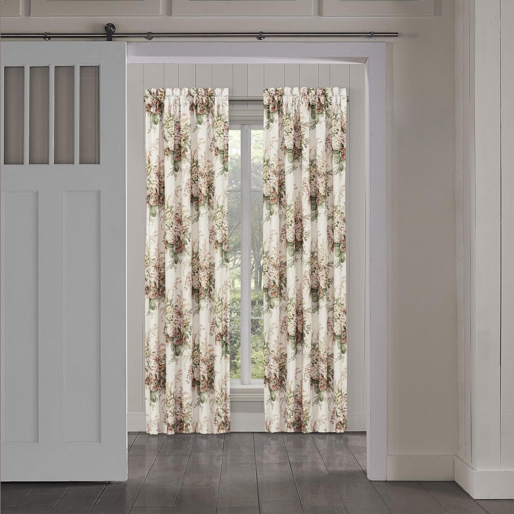 J. Queen New York Estelle 84&quot; x 41&quot; Window Panel Pair in Coral, Rose and Cream, , large