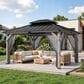 HOMLUX 12" x 14" Patio Hardtop Gazebo with Wood Posts in Light Gray, , large